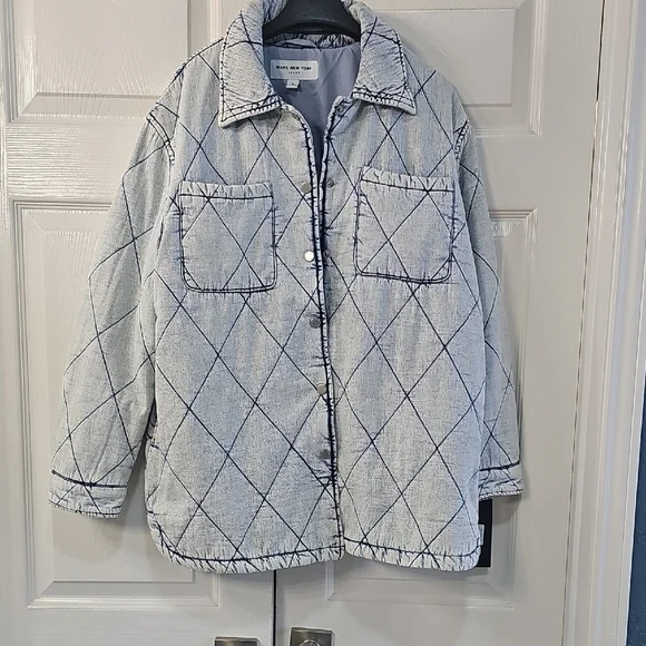 Marc New York Diamond Quilted Shacket Acid Wash Coastal Grandma NWT - Picture 11 of 13